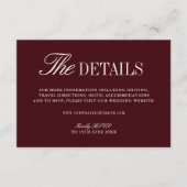 Elegante Bourgondische bruiloft website behuizing  Informatiekaartje (Voorkant)