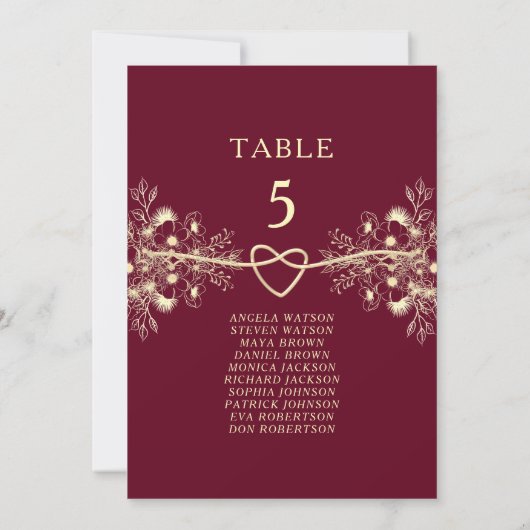 Elegante Bourgondische bruiloft zitgrafiek (Achterkant)