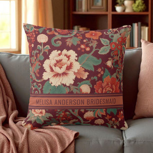 Elegante Bourgondische Chinoiserie Floral Bridesma Kussen