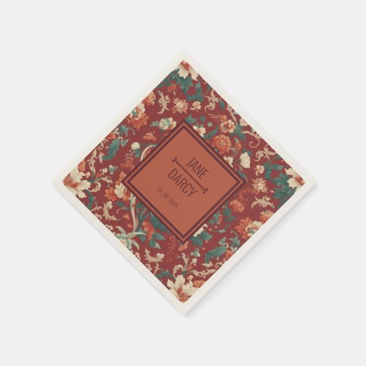 Elegante Bourgondische Chinoiserie Victoriaans bru Servet (Hoek)