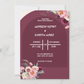 Elegante Bourgondische Crimson Flowers Wedding Kaart (Voorkant)