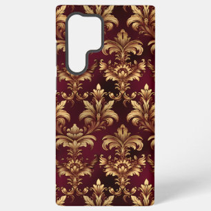 Elegante Bourgondische Damask - Barokke Bloemen Samsung Galaxy Hoesje