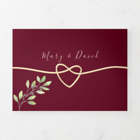 Elegante Bourgondische drievoudige uitnodiging (Cover)