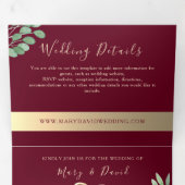 Elegante Bourgondische drievoudige uitnodiging (Binnenzijde eerst)