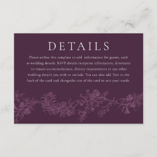  Elegante Bourgondische Dusty Roos Plum Wedding Informatiekaartje