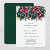 Elegante Bourgondische Emerald Peony bruidsmeisjes Kaart (Voorkant / Achterkant)