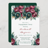 Elegante Bourgondische Emerald Peony Engagement Pa Kaart (Voorkant / Achterkant)