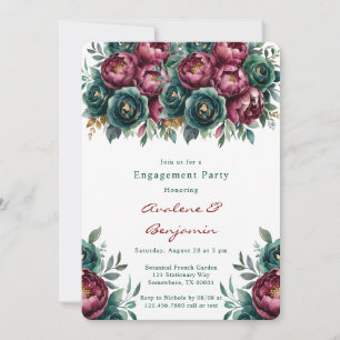 Elegante Bourgondische Emerald Peony Engagement Pa Kaart