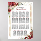 Elegante Bourgondische en blush Tafels zitgrafiek Poster (Voorkant)