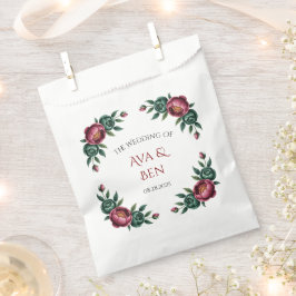 Elegante Bourgondische en Emerald Peony bruiloft Bedankzakje