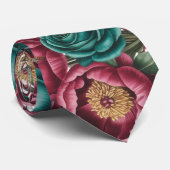 Elegante Bourgondische en Emerald Peony bruiloft M Stropdas (Opgerold)