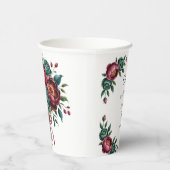 Elegante Bourgondische en Emerald Peony bruiloft Papieren Bekers (Rechts)