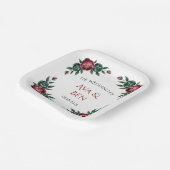 Elegante Bourgondische en Emerald Peony bruiloft Papieren Bordje (Gebogen)