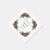 Elegante Bourgondische en Emerald Peony bruiloft Servet (Hoek)