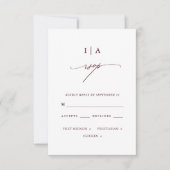Elegante Bourgondische en witte Monogram bruiloft  RSVP Kaartje (Voorkant)