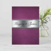 Elegante Bourgondische en zilveren bruiloft uitnod Kaart (Staand voorkant)