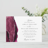 Elegante Bourgondische en zilveren kalligrafie bru Kaart (Staand voorkant)