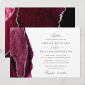 Elegante Bourgondische en zilveren kalligrafie bru Kaart (Voorkant / Achterkant)