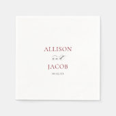 Elegante Bourgondische en zwarte bruiloft Servet (Voorkant)