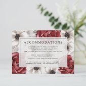 Elegante Bourgondische Floral bruiloft accommodati Informatiekaartje (Staand voorkant)