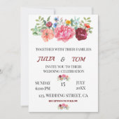 Elegante Bourgondische Floral gepersonaliseerde br Kaart (Voorkant)