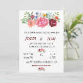 Elegante Bourgondische Floral gepersonaliseerde br Kaart (Staand voorkant)