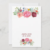 Elegante Bourgondische Floral gepersonaliseerde br Kaart (Achterkant)