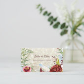 Elegante Bourgondische Floral Gold Glitter Beauty  Visitekaartje (Staand voorkant)