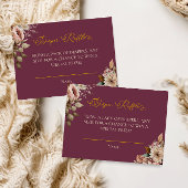 Elegante Bourgondische Floral Herfst Luier Raffle  Informatiekaartje