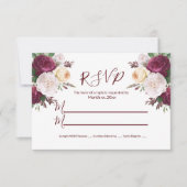 Elegante Bourgondische Floral RSVP Response Kaart (Voorkant)
