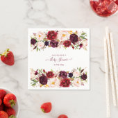 Elegante Bourgondische Floral Waterverf Baby showe Servet (Insitu)