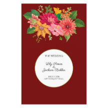 Elegante Bourgondische Floral Wedding Menu