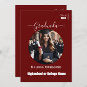 Elegante Bourgondische foto Spaans afgestudeerd Aankondiging (Voorkant / Achterkant)
