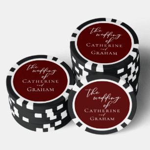Elegante Bourgondische gepersonaliseerde bruiloft Poker Chips