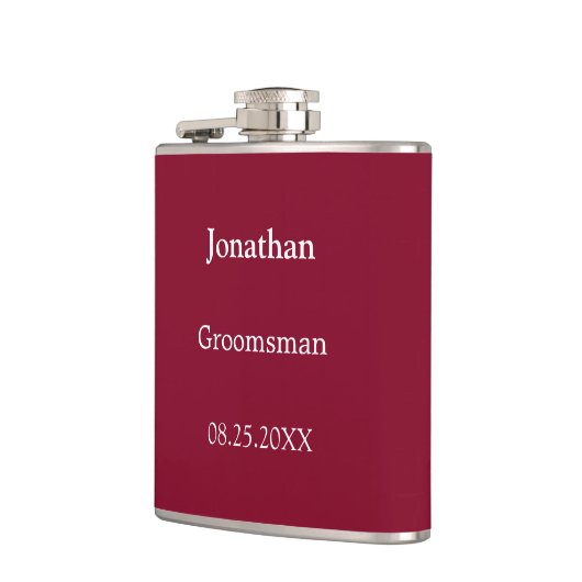 Elegante Bourgondische gepersonaliseerde groomsman Heupfles (Links)