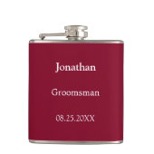 Elegante Bourgondische gepersonaliseerde groomsman Heupfles (Voorkant)