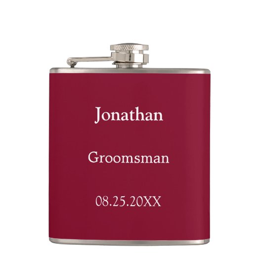 Elegante Bourgondische gepersonaliseerde groomsman Heupfles (Voorkant)