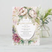 Elegante Bourgondische geschulpte Quinceañera uitn Kaart (Staand voorkant)