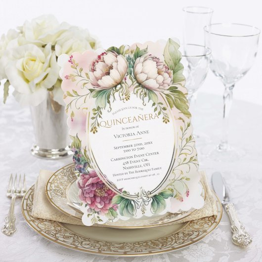 Elegante Bourgondische geschulpte Quinceañera uitn Kaart