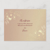 Elegante Bourgondische gouden bruidsmeisje voorste Uitnodiging Briefkaart (Achterkant)