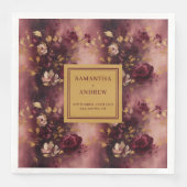 Elegante Bourgondische gouden bruiloft servetten m (Voorkant)