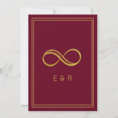 Elegante Bourgondische gouden eeuwigheid bruiloft Kaart (Voorkant)