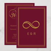 Elegante Bourgondische gouden eeuwigheid bruiloft Kaart (Voorkant / Achterkant)