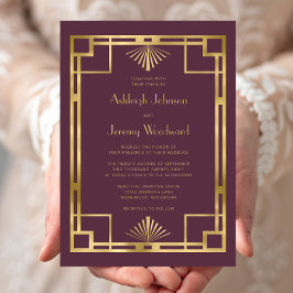 Elegante Bourgondische gouden geometrische deco br Kaart