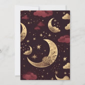 Elegante Bourgondische gouden hemelse bruiloft Kaart (Achterkant)