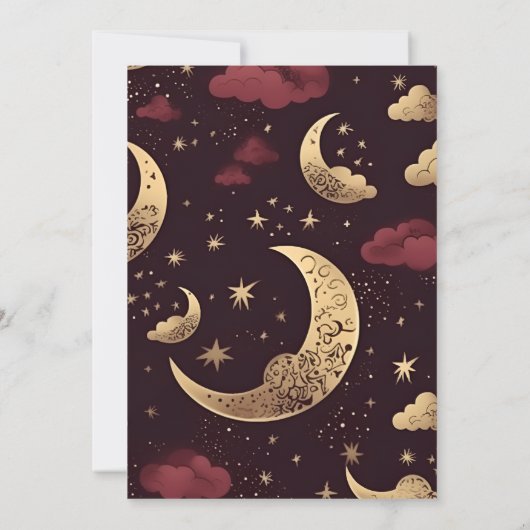 Elegante Bourgondische gouden hemelse bruiloft Kaart (Achterkant)