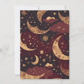 Elegante Bourgondische gouden hemelse bruiloft Kaart (Achterkant)