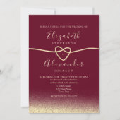 Elegante Bourgondische gouden huwelijksuitnodiging Kaart (Voorkant)