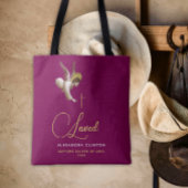 Elegante Bourgondische gouden liefde engel kalligr Tote Bag