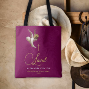Elegante Bourgondische gouden liefde engel kalligr Tote Bag